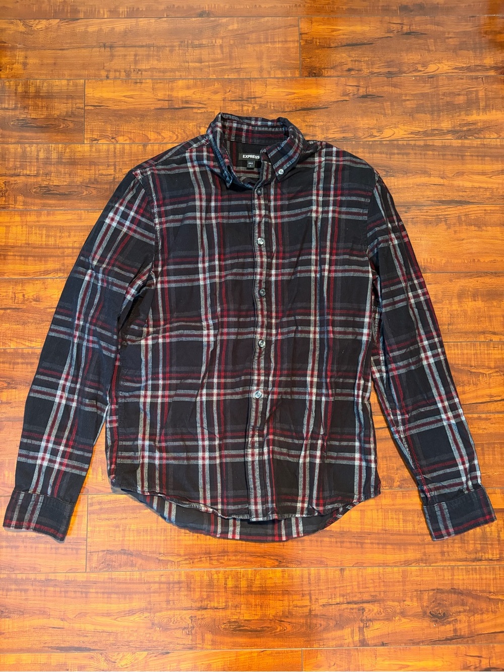 Express Plaid Corduroy Button-Down Shirt | Size Medium